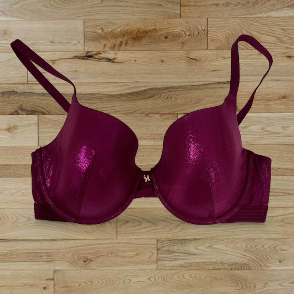 4/$20 DEAL -- Savage X Fenty deep magenta glitter bra 34DD